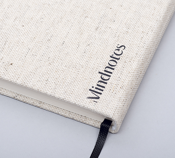 MN33 Mindnotes à couverture rigide de textiles Lino color, Lino nature